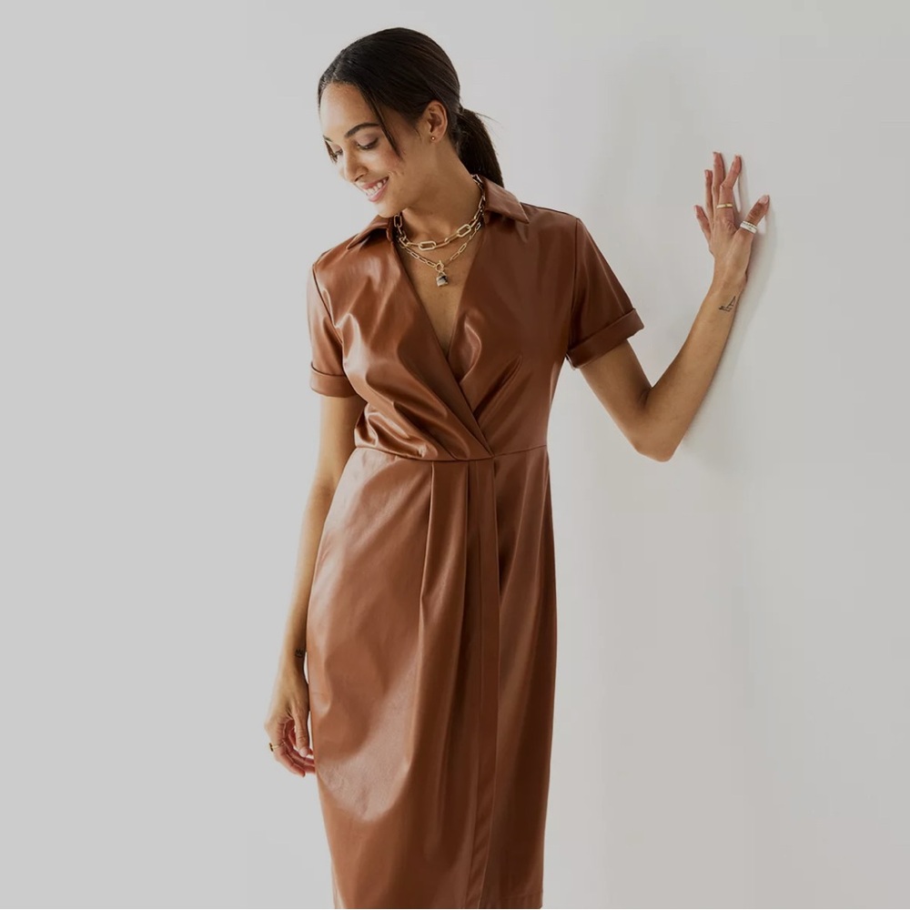 Elegant Brown Wrap Dress